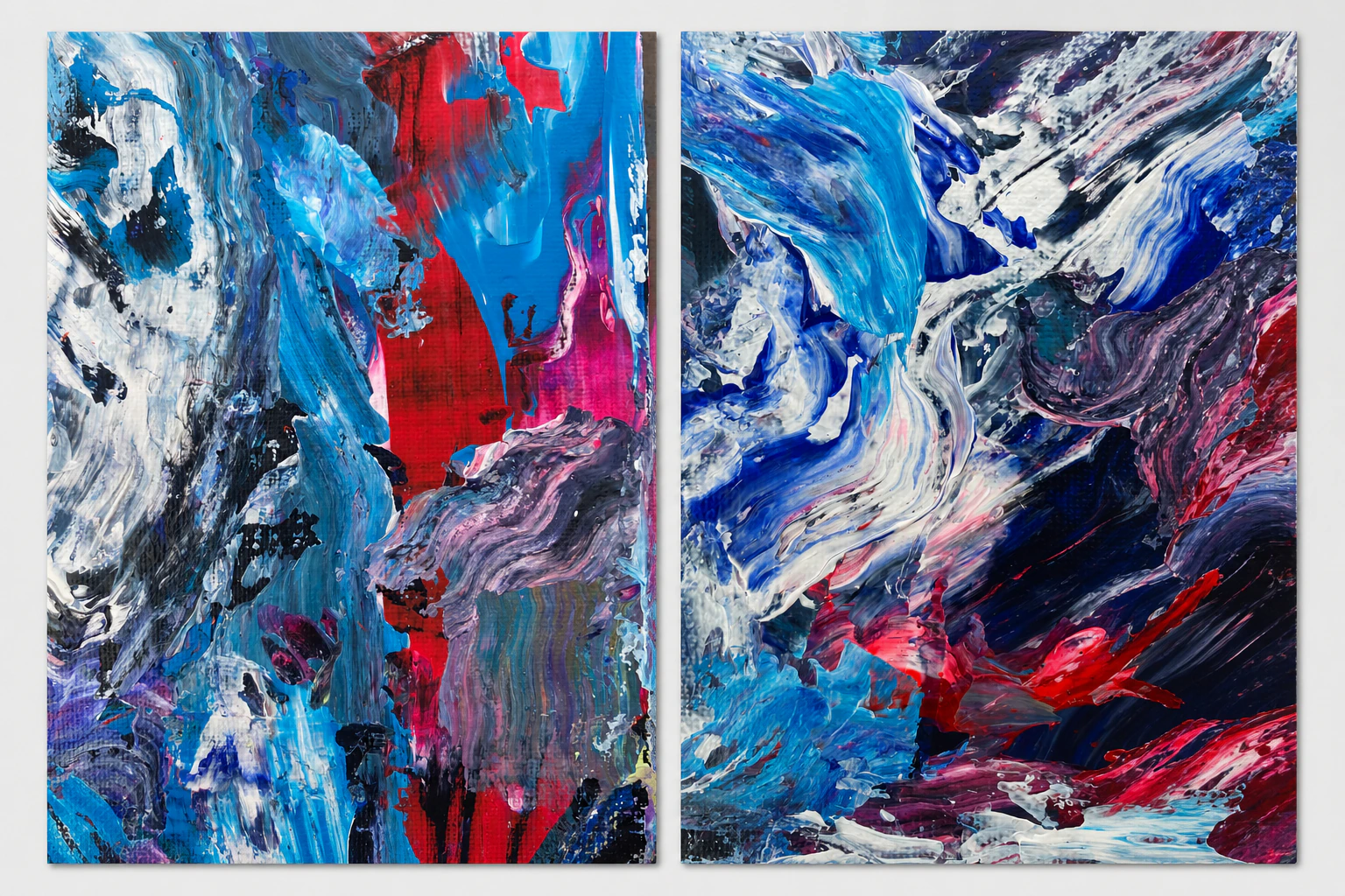 Textured contemporary diptych by Maryia Zaloznaya